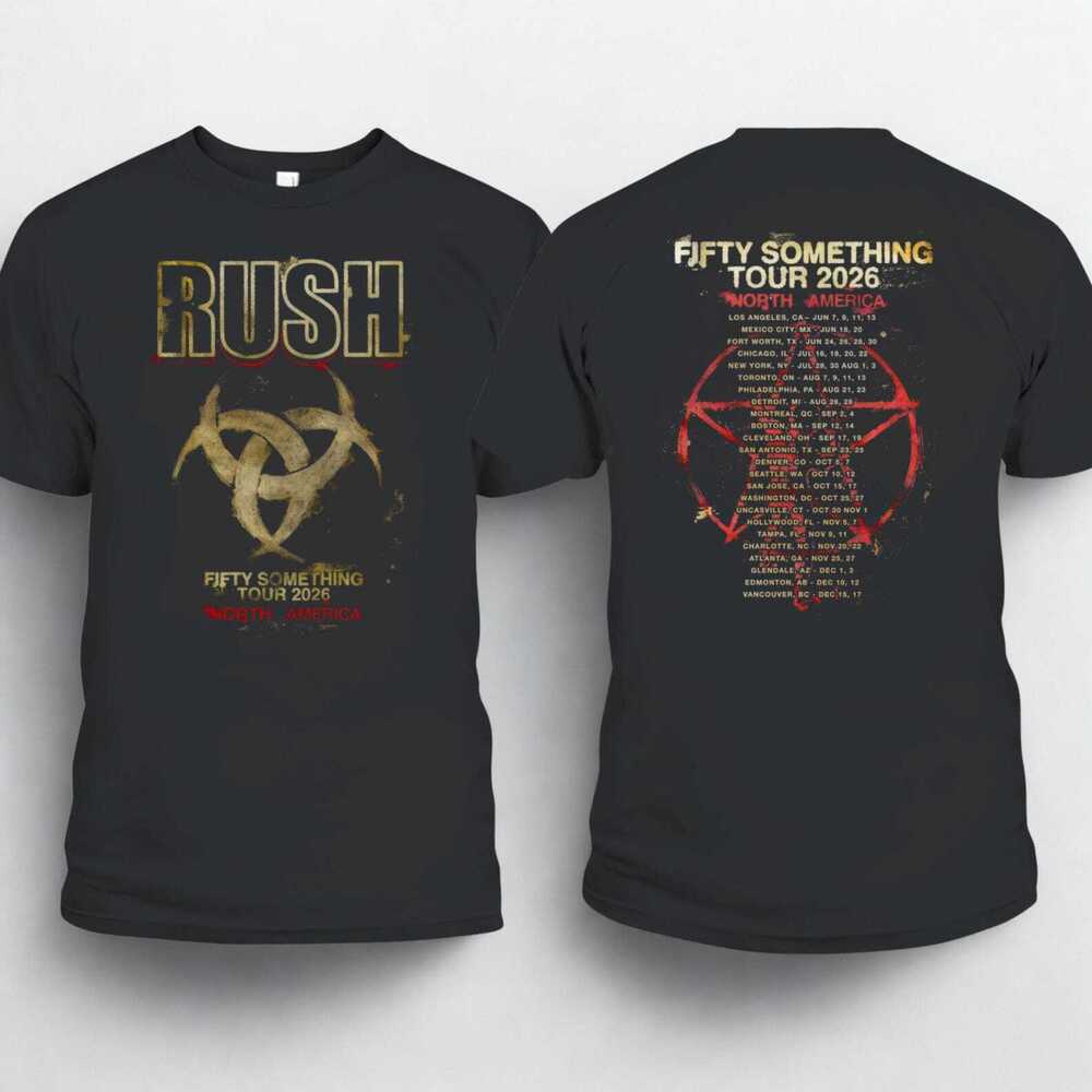 R U S H Fifty Something Tour 2026 Stage Logo T Shirt 2 Sided